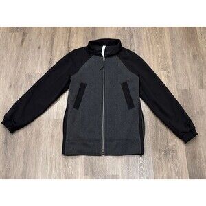 Lululemon Both Ways Bomber Jacket Womens 4 Black Gray Reversible Full Zip